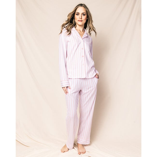 Women's Pima Cotton Pajama Set, Pink Stripe - Pajamas - 2