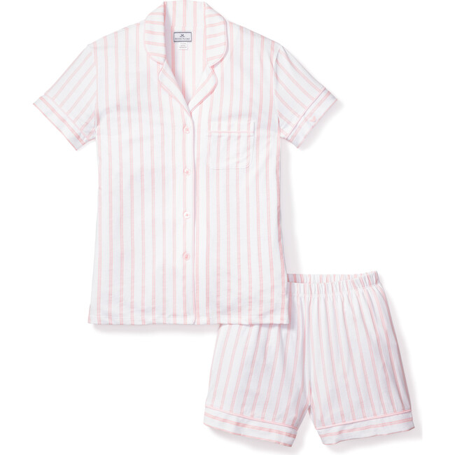 Women's Pima Cotton Short Set, Pink Stripe