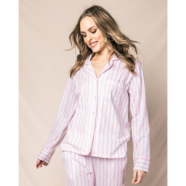 Women's Pima Cotton Pajama Set, Pink Stripe - Pajamas - 3