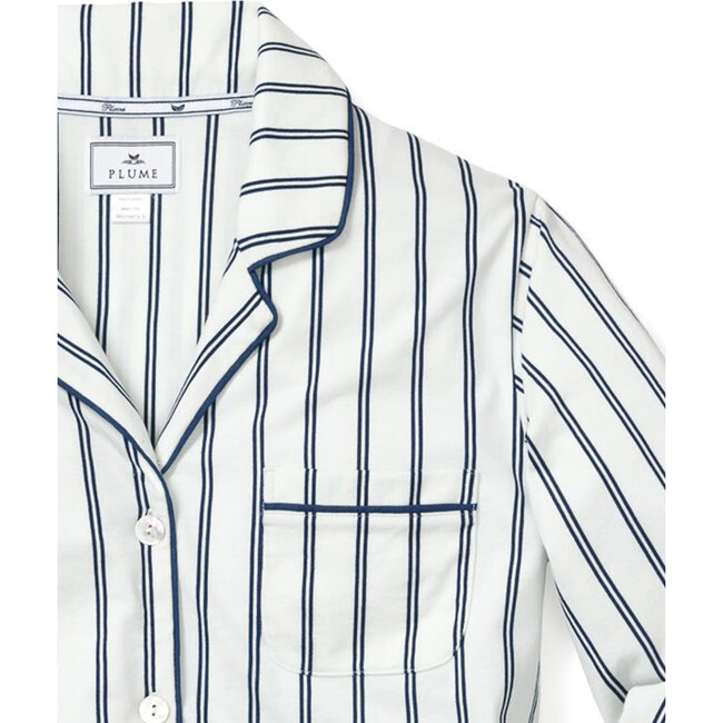 Women's Pima Cotton Pajama Set, White Stripe - Pajamas - 4