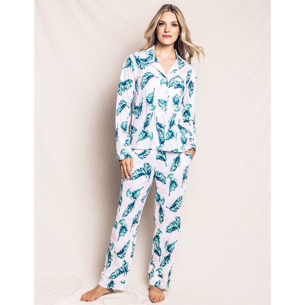 Womens Cotton Traditional Pyjamas White Hummingbird