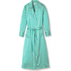 Women's Long Mulberry Silk Robe, Green Stripe - Pajamas - 1 - thumbnail