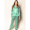 Women's Mulberry Silk Pajama Set, Green Stripe - Pajamas - 2