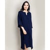 Women's Gauze Caftan, Navy - Pajamas - 2