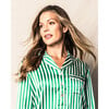 Women's Mulberry Silk Nightshirt, Green Stripe - Pajamas - 3