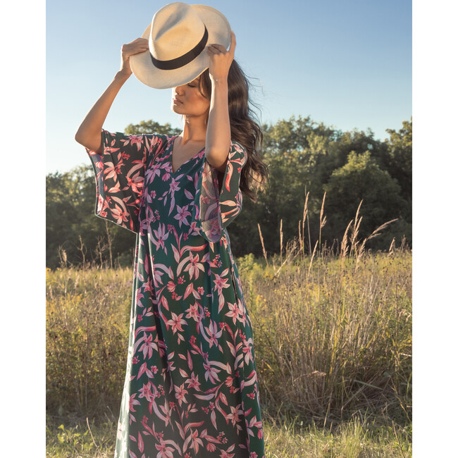 Women's Pima Cotton Caftan, Amalfi Floral - Pajamas - 5