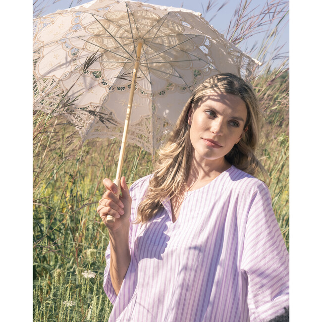 Women's Caftan, Lavender French Ticking - Pajamas - 5