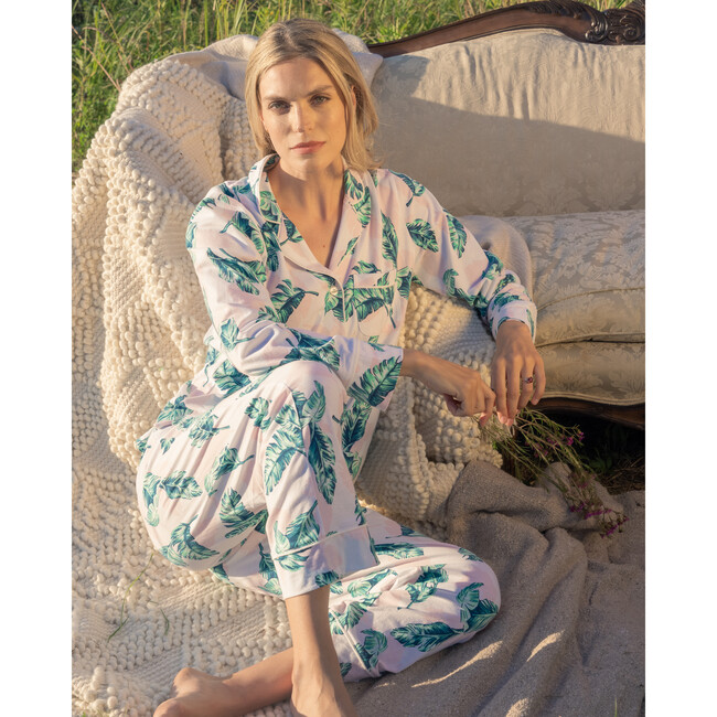 Women's Pima Cotton Pajama Set, St Tropez Palms - Pajamas - 4
