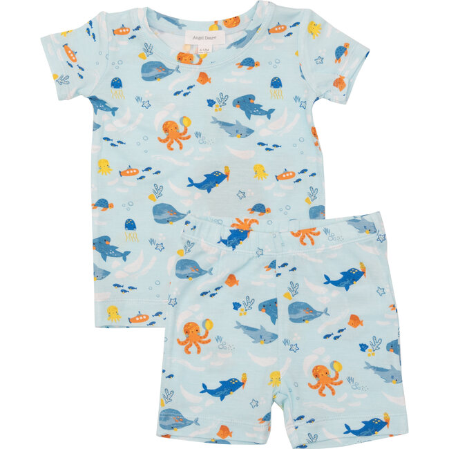 Playful Sealife Loungewear Short Set, Blue