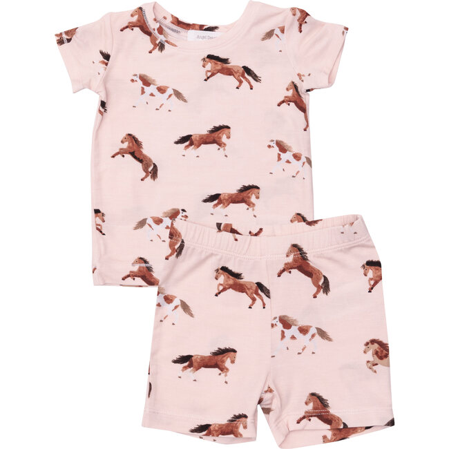 Horses Pink Loungewear Short Set, Pink