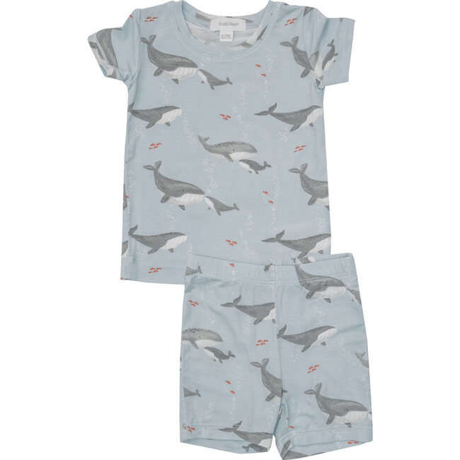 Grey Whales Loungewear Short Set, Blue - Mixed Apparel Set - 1