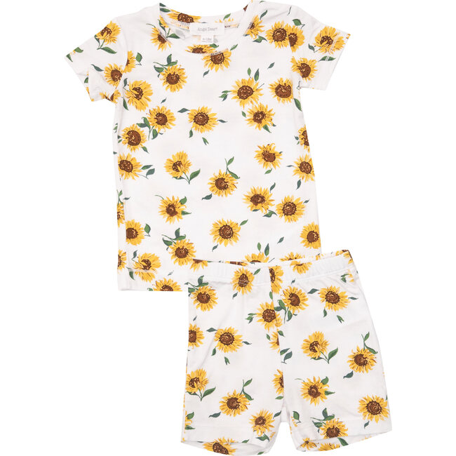 Sunflower Ditsy Loungewear Short Set, White - Mixed Apparel Set - 1