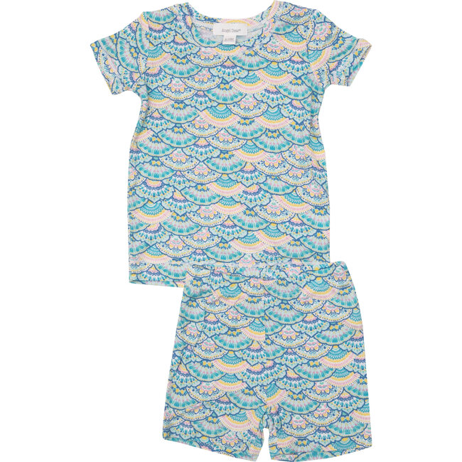 Mermaid Scale Loungewear Short Set, Blue