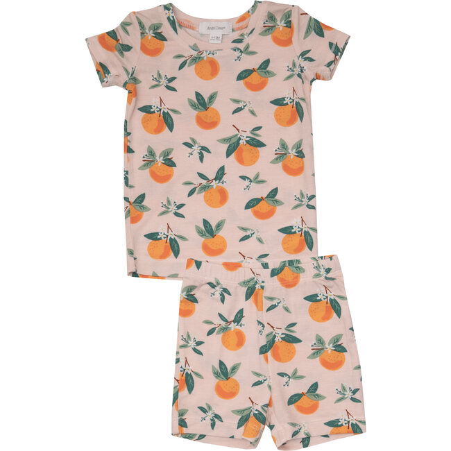 Orange Blossoms Loungewear Short Set, White