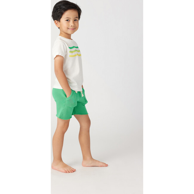 Lime Waves Crew Neck Shirt, White - Shirts - 3
