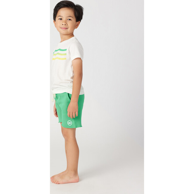 Lime Waves Crew Neck Shirt, White - Shirts - 4