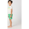 Lime Waves Crew Neck Shirt, White - Shirts - 4