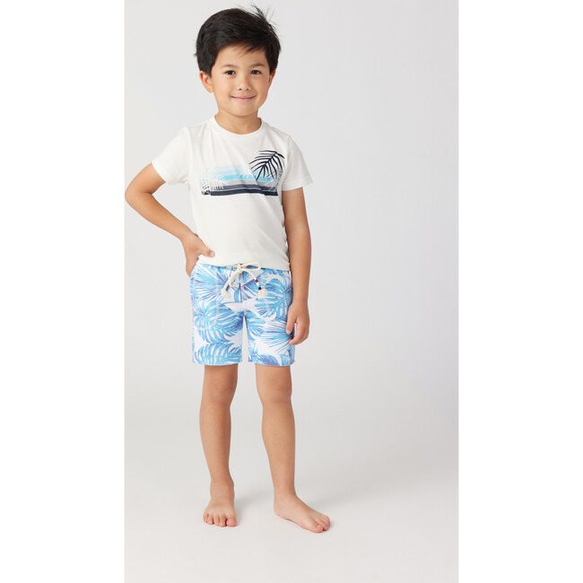 Faded Palms Waves Crew Neck T-Shirt, D White - Tees - 2