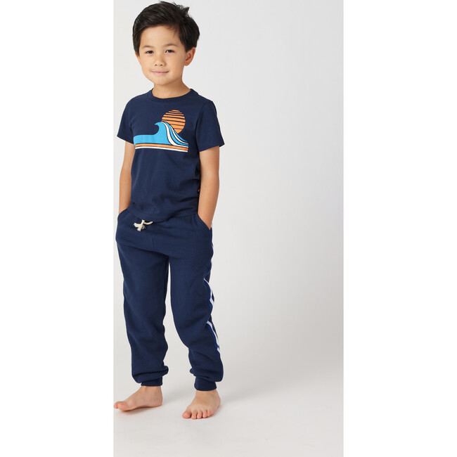 Retro Wave Crew Neck Shirt , Indigo - Shirts - 3