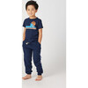 Retro Wave Crew Neck Shirt , Indigo - Shirts - 3