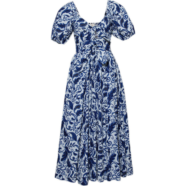 Women's Reza Midi Dress, Azulejo - Dresses - 1