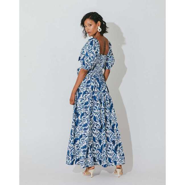 Women's Reza Midi Dress, Azulejo - Dresses - 5