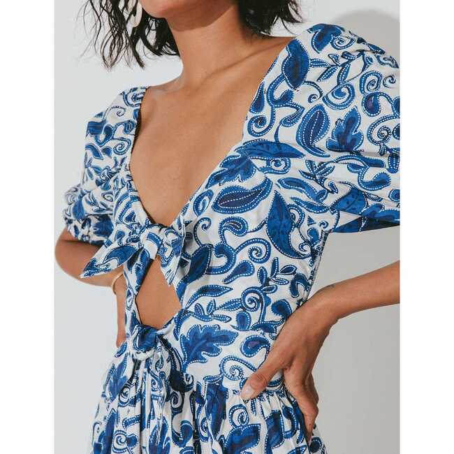 Women's Reza Midi Dress, Azulejo - Dresses - 7