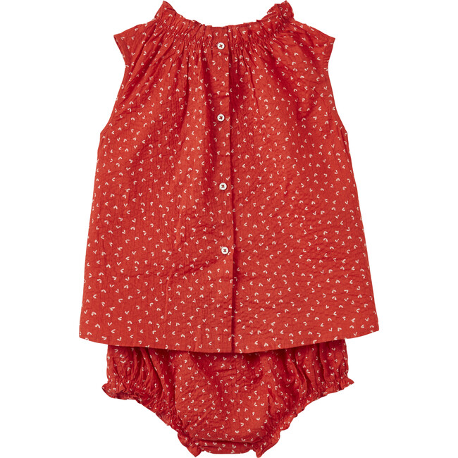 Alberta Seersucker Set, Poppy Red - Mixed Apparel Set - 2