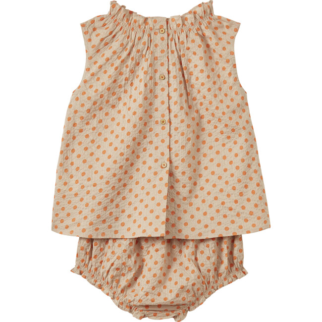 Alberta Seersucker Polka Dot Set, Orange - Mixed Apparel Set - 2