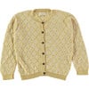 Baby Diamond Knit Ribbed Cuff Buttoned Cardigan, Yellow - Cardigans - 1 - thumbnail