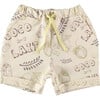 Baby Coco Con Leche Print Drawstring Shorts, White - Shorts - 1 - thumbnail