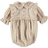 Bambula Embroidery Ruffle Shoulder Puffed Sleeve Romper, Pink - Onesies - 1 - thumbnail