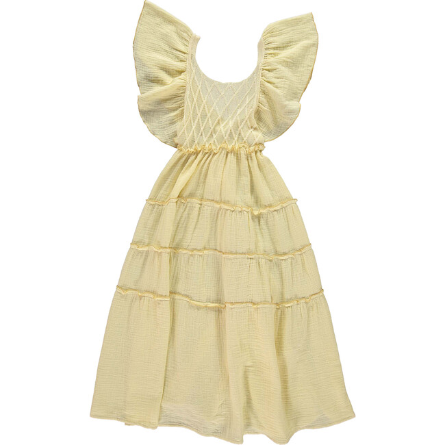 Butterfly Knitted Cross-Back Strap Dress, Yellow