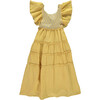 Butterfly Knitted Cross Back Long Dress, Yellow - Dresses - 1 - thumbnail