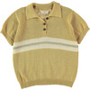 Striped Short Cuff Sleeve Knit Polo Shirt, Yellow - Polo Shirts - 1 - thumbnail