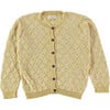 Diamond Knit Ribbed Cuff Buttoned Cardigan, Yellow - Cardigans - 1 - thumbnail