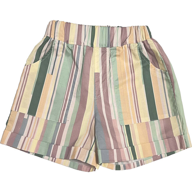 Striped Lateral Pocket Shorts, Multicolors
