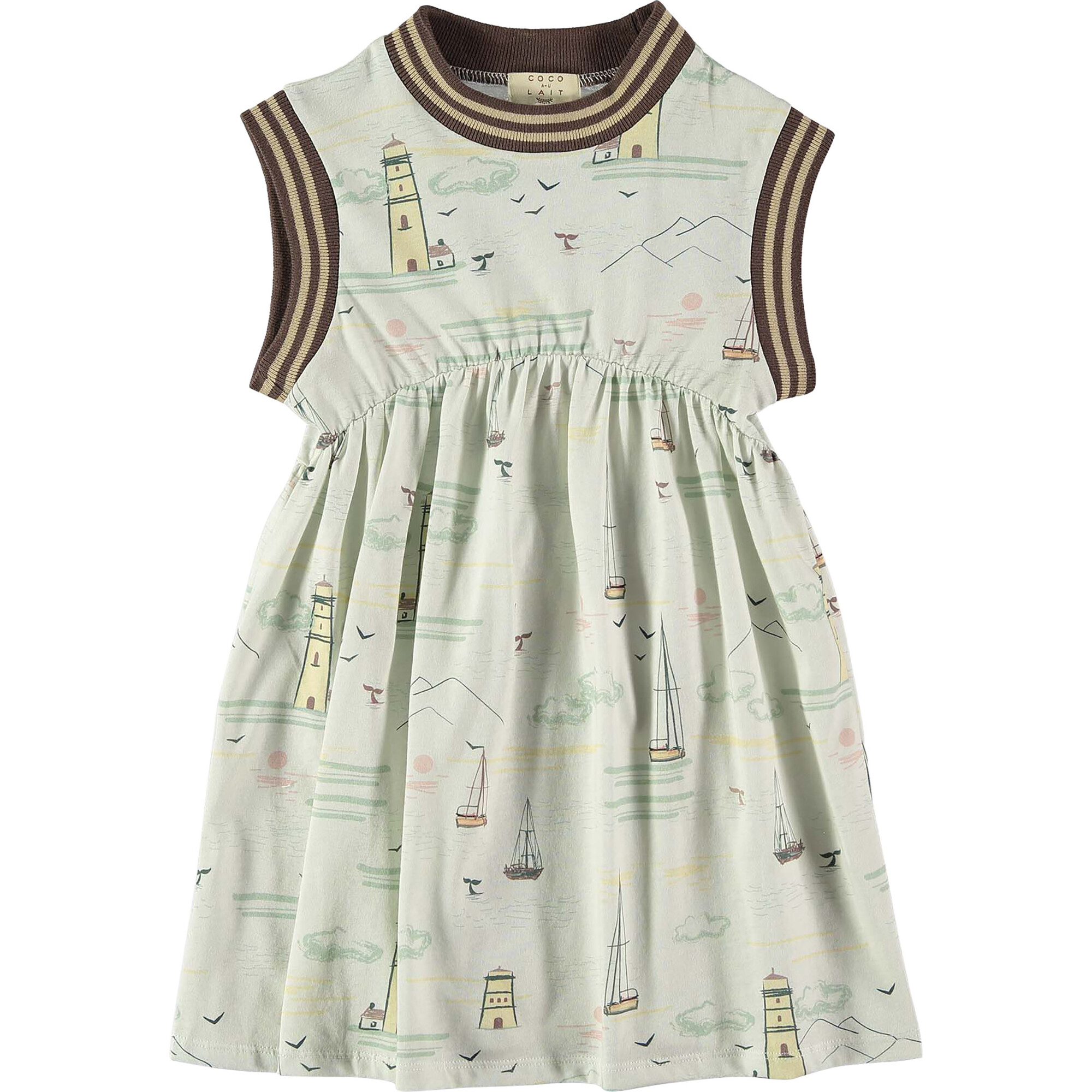 Ships Of The Sea Print Sleeveless Jersey Dress, Prints - Dresses - 1
