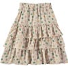 Vintage Fruits 3-Tire Ruffled A-Line Skirt, Beige - Skirts - 1 - thumbnail