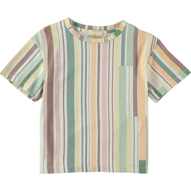 Striped Round Neck Short Sleeve T-Shirt, Multicolors