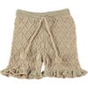 Diamond Knit Ruffled Hem Drawstring Shorts, Lavanda - Shorts - 1 - thumbnail