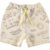 Coco Con Leche Print Drawstring Shorts, White - Shorts - 1 - thumbnail