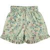 Floral Print Ruffled Hem Short, Green - Shorts - 1 - thumbnail