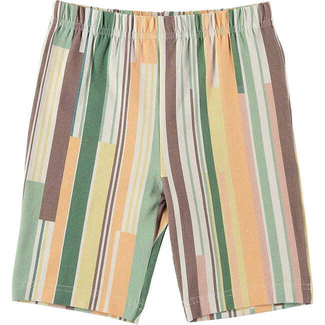 Striped Pull-On Biker Shorts, Multicolors - Shorts - 1