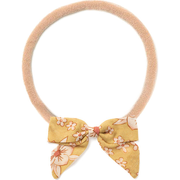 Print Bow Headband, Mustard Flower - Hair Accessories - 1