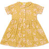 Ivy Print Short Puff Sleeve Dress, Mustard Flower - Dresses - 1 - thumbnail