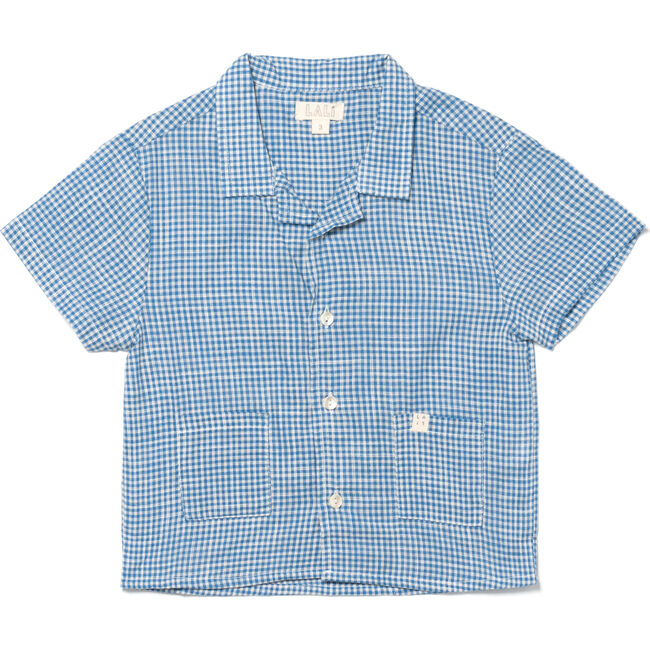 Henri Yarn-Dye Gingham Button-Up Shirt, Blue