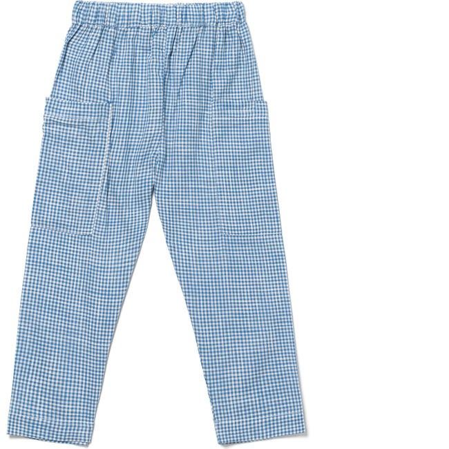 Desert Gingham Rolled Cuff Pull-On Pants, Blue