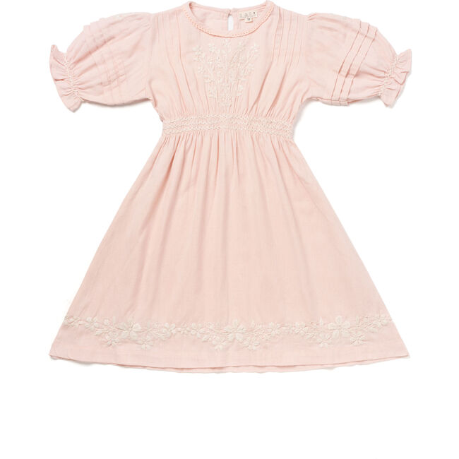 Eleanor Puff Sleeve Smocked Waist Dress, Evening Sand - Dresses - 1