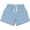 Birch Gingham Drawstring Waist Shorts, Blue - Shorts - 1 - thumbnail